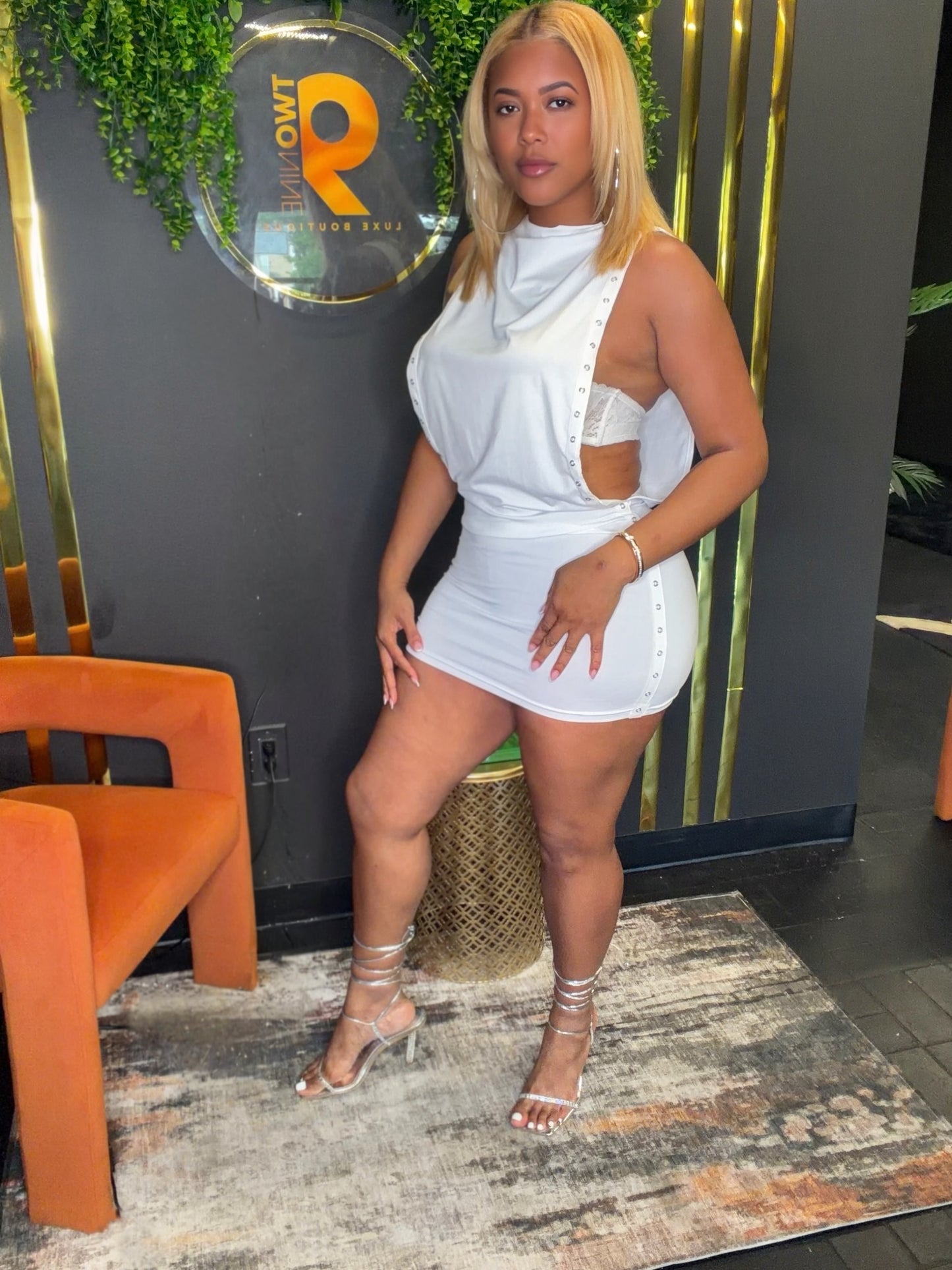White Open Dress