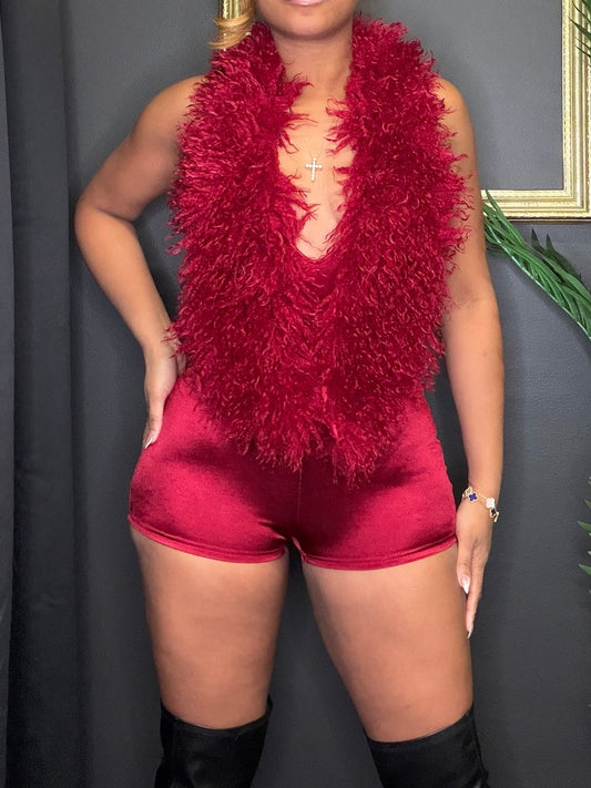 Red Fur Romper