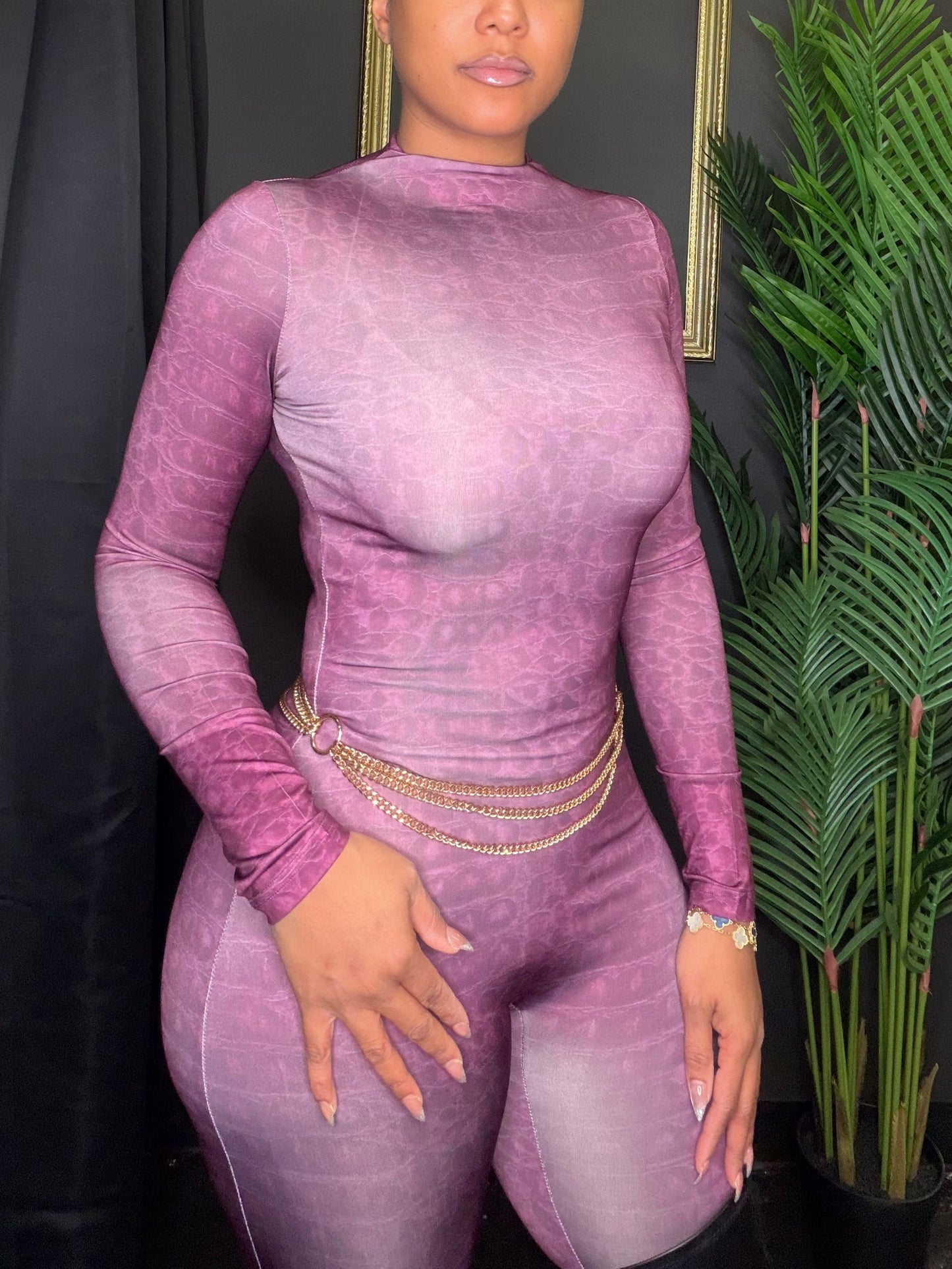 Purple Snakeskin Jumpsuit