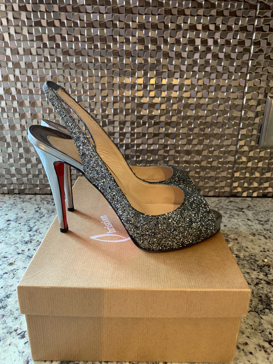 Christian Louboutin Glitter Slingback 40