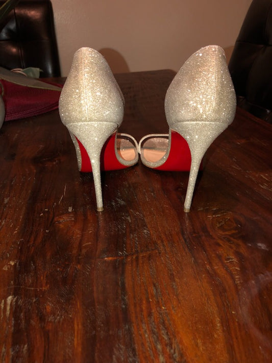 Christian Louboutin Glitter Open Toe Pump 39