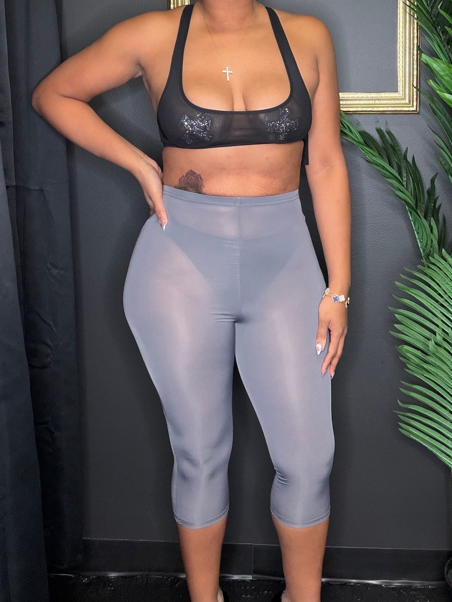 Gray Mesh Leggings