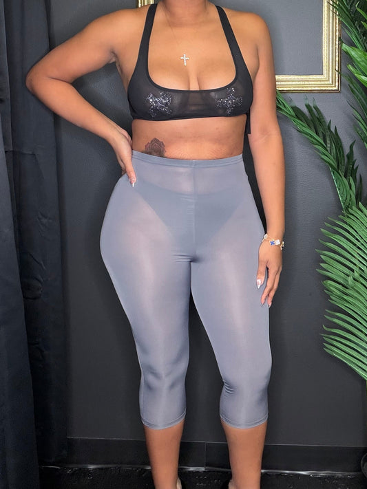 Gray Mesh Leggings