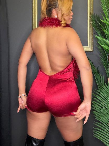 Red Fur Romper