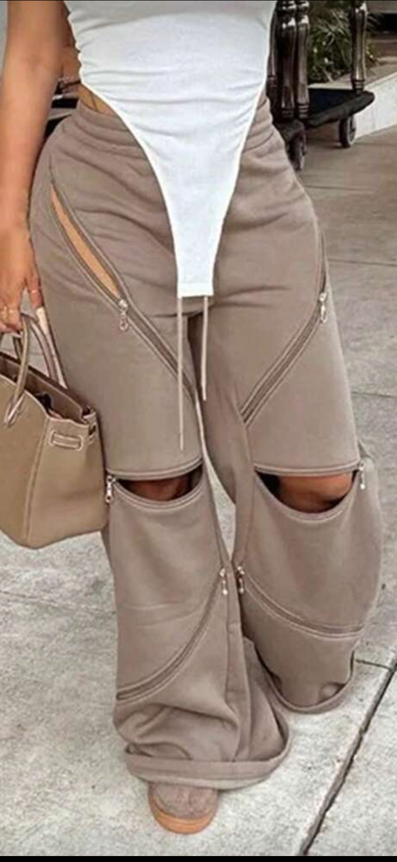 Tan Zipper Pants