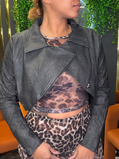 Black Leather Crop Jacket