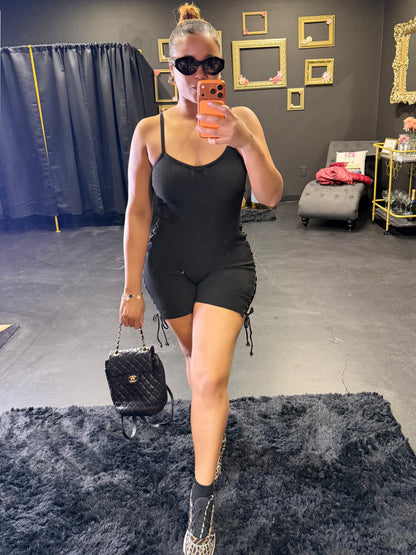 Black Lace Up Romper