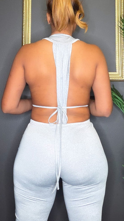 Gray V-Cut Jumpsuit