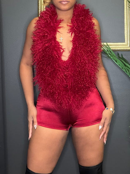 Red Fur Romper