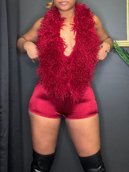 Red Fur Romper