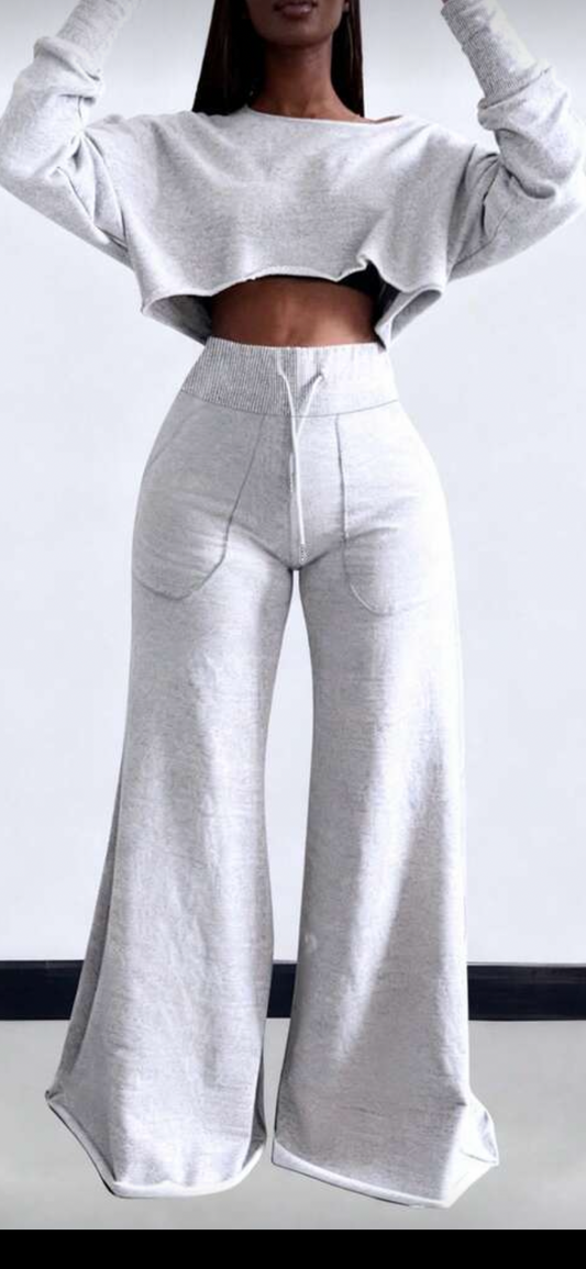 Gray Wide Legged Set