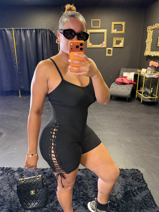 Black Lace Up Romper