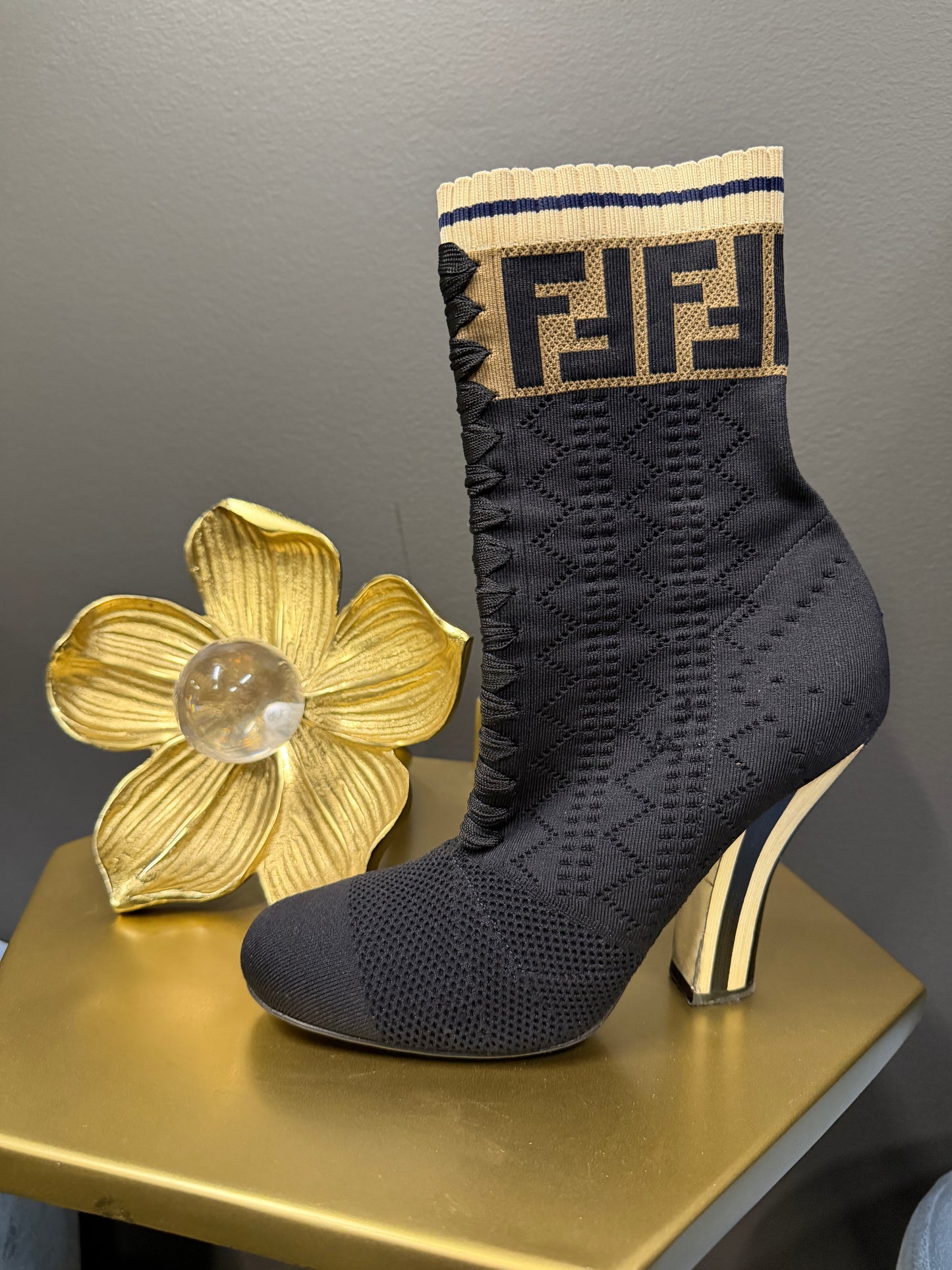 FENDI Knit Ankle Boots SZ 39