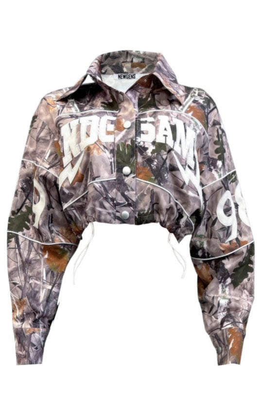 Camo Print Cropped Jacket