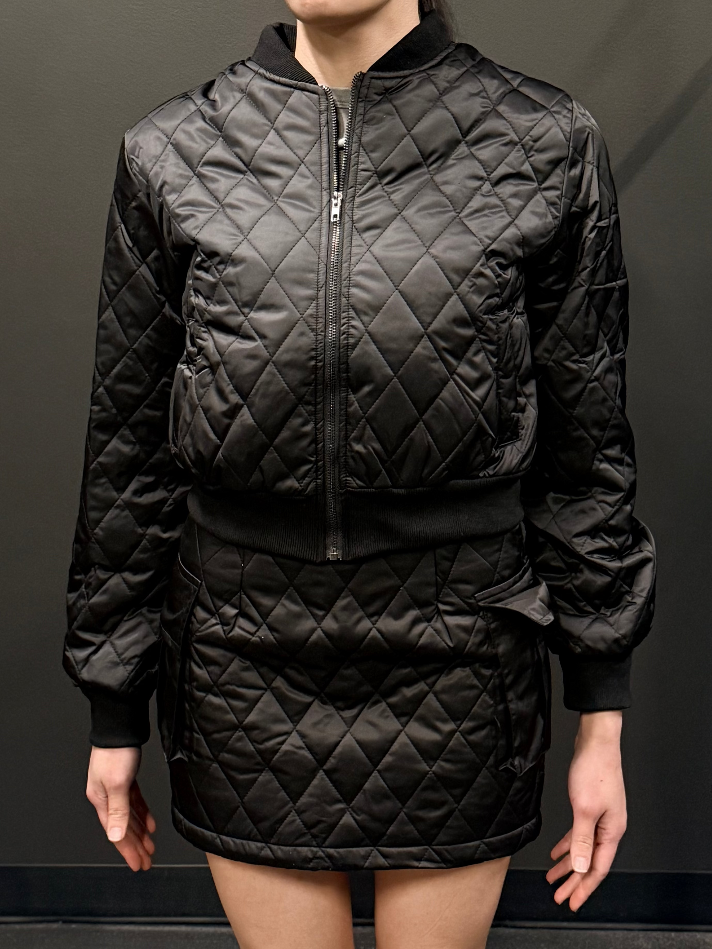 Black Puffer Skirt Set