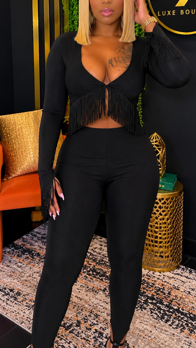 Black Fringe Set