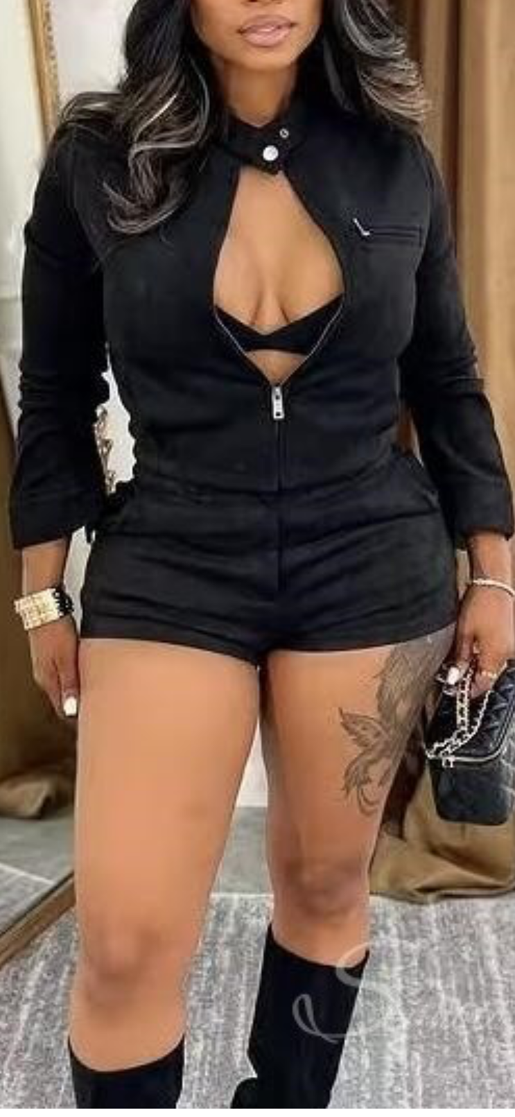 Suede short set