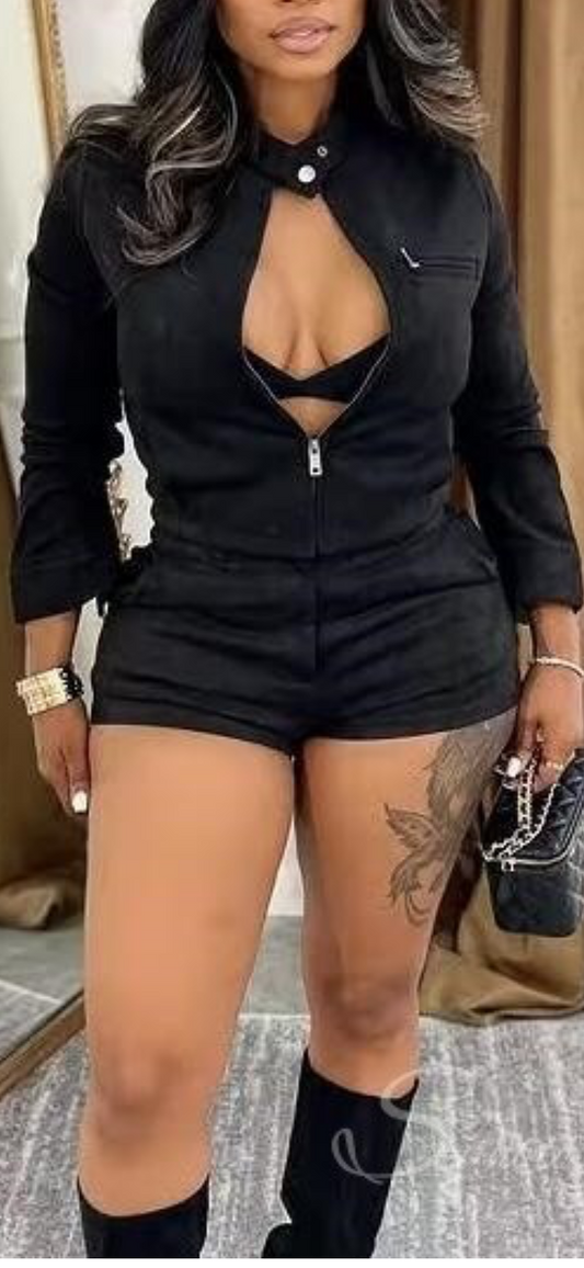 Suede short set