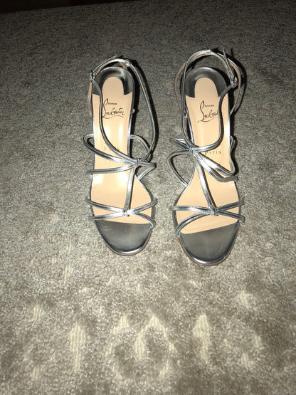 Christian Louboutin Strappy Silver Sandal 41