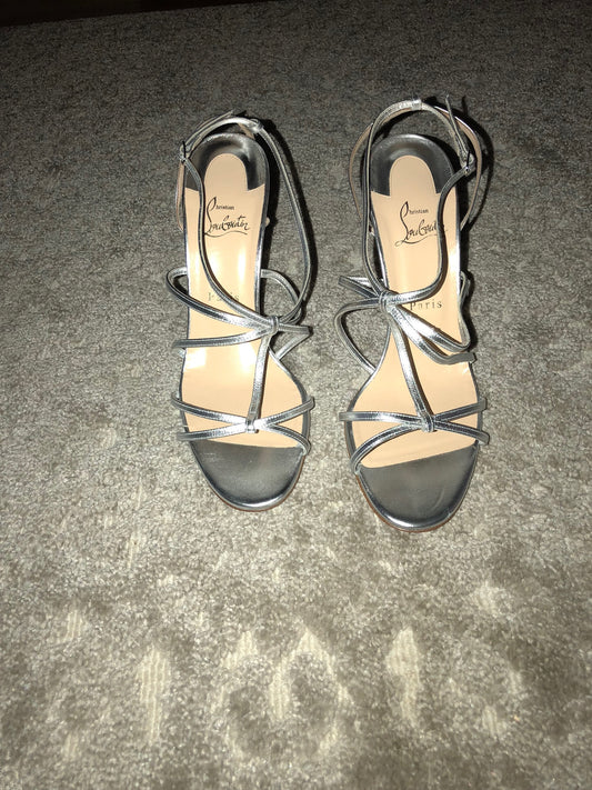 Christian Louboutin Strappy Silver Sandal 41