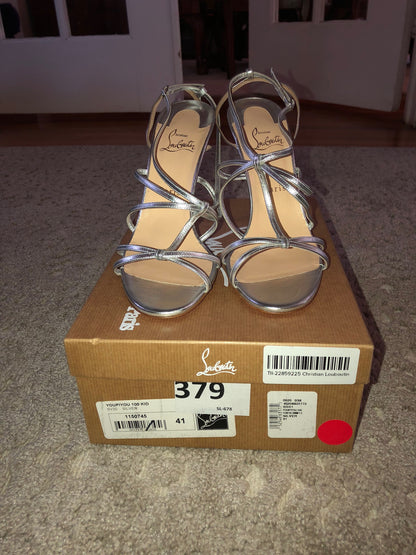 Christian Louboutin Strappy Silver Sandal 41