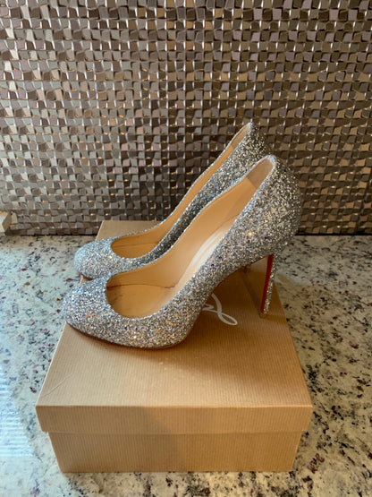 Christian Louboutin Round Toe Glitter Pump 38.5
