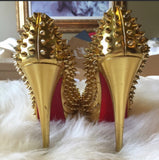 Christian Louboutin Gold Studded Peeptoe 39.5