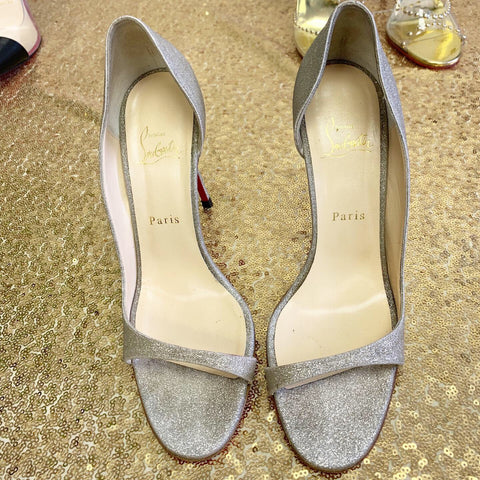 Christian Louboutin Sparkle Open Toe Pump 39