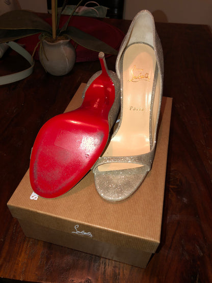 Christian Louboutin Sparkle Open Toe Pump 39
