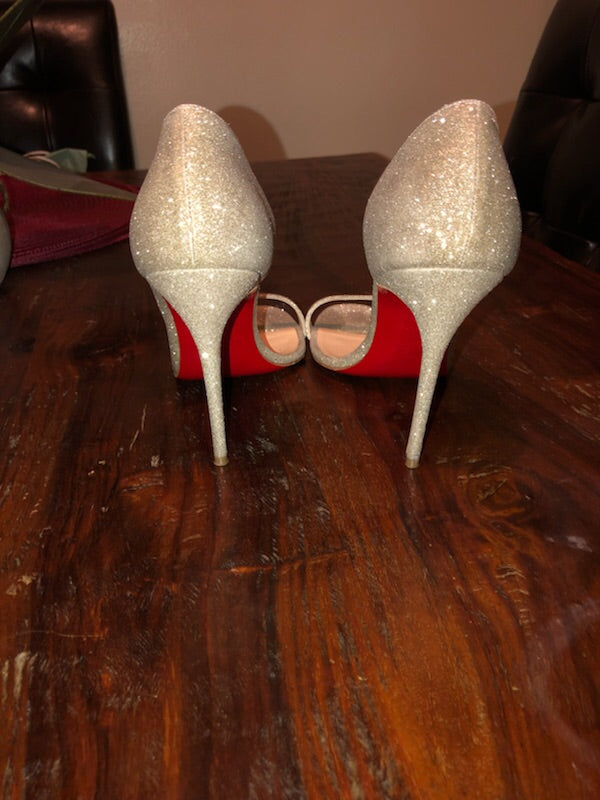Christian Louboutin Sparkle Open Toe Pump 39