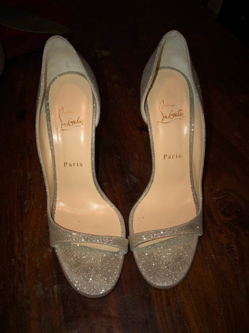 Christian Louboutin Glitter Open Toe Pump 39